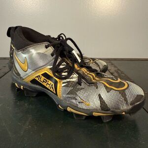 Boys Nike Alpha Menace 3 Shark Football Cleats Black Gold CV0585-071 Sz 5Y